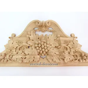 Grand Carved Pediment with Grapes and Vines from oak - 2