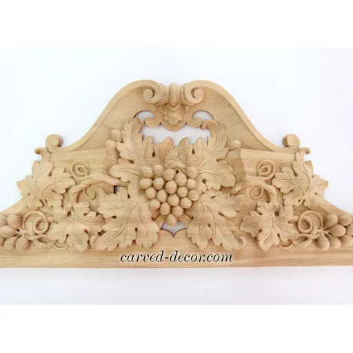 Grand Carved Pediment with Grapes and Vines from oak - 2