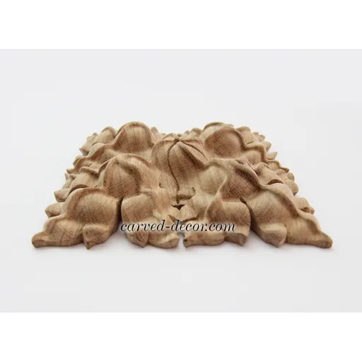 R-064 small square ornate floral wood rosette appliques art deco style