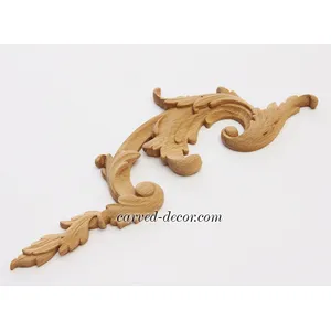 N-022R small corner carved scroll beech onlay applique victorian style