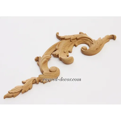 N-022R small corner carved scroll beech onlay applique victorian style