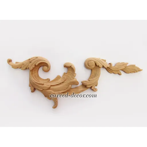 N-022R beech small corner carved scroll wood onlay victorian style