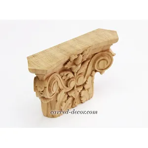 Oak pilaster caps with wood carved leaves. scrolls and flowers
