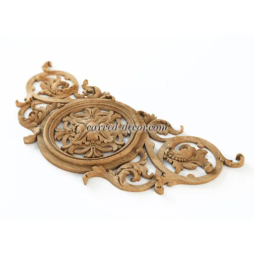 N-335 horizontal carved flower wood carving pediment