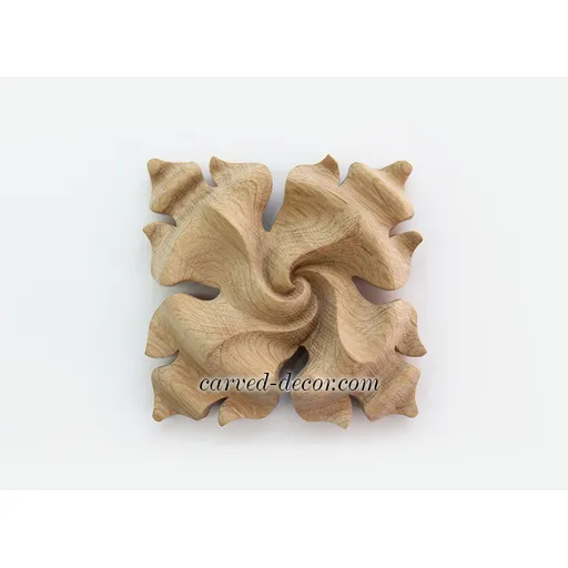 small square wood carving flower wood rosette art deco style