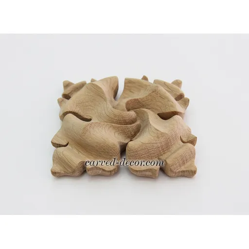 small square wood carving flower wood rosette art deco style