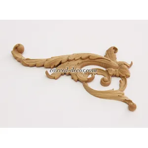 Medium Right Wooden Scroll Onlay with Ornate Acanthus