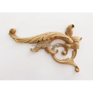 Medium Wooden Scroll Onlay with Ornate Acanthus
