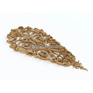 vertical artistic floral acanthus scrolls wood onlay applique baroque style - 1