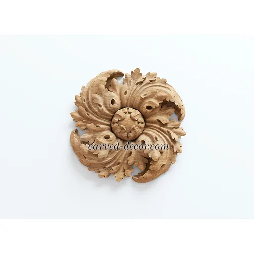 R-077 medium round decorative flower wood rosette appliques baroque style