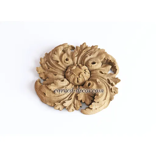 R-077 medium round decorative flower wood rosette appliques baroque style