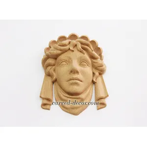 Greek goddess hand-carved beech mask - 2