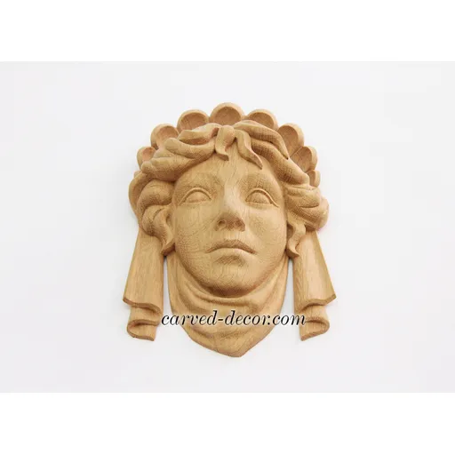 Greek goddess hand-carved beech mask - 2