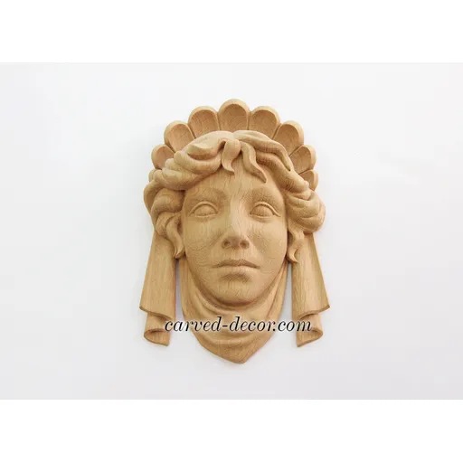 Greek goddess hand-carved beech mask - 3
