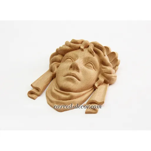 Greek goddess hand-carved oak mask - 3
