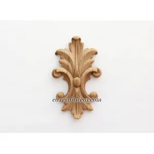 N-190 vertical ornate leaf wood onlay applique - 1