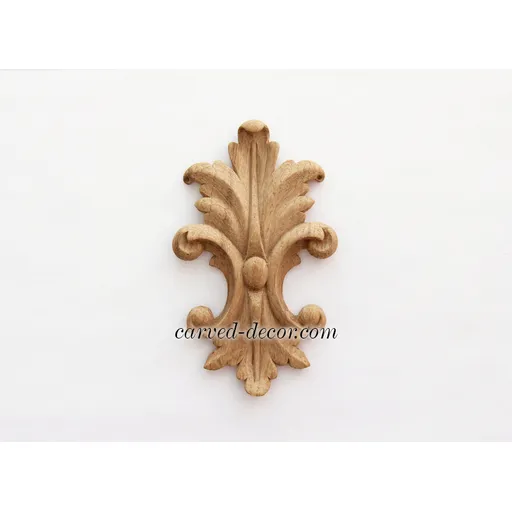 N-190 vertical ornate leaf wood onlay applique - 1