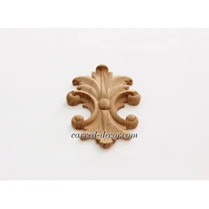N-190 vertical ornate leaf wood onlay applique - 2