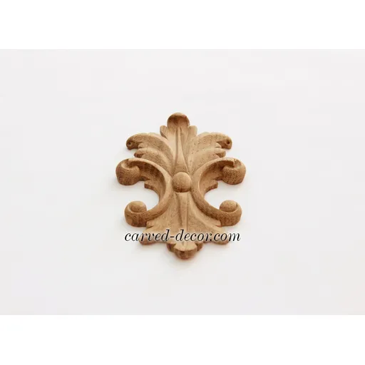 N-190 vertical ornate leaf wood onlay applique - 2