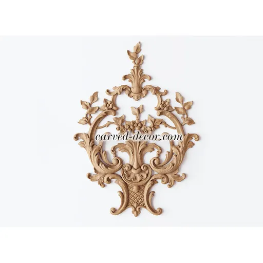 vertical hand carved floral acanthus scrolls wood carving applique baroque style