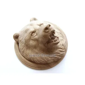 Carved bear head trim from beech - 2