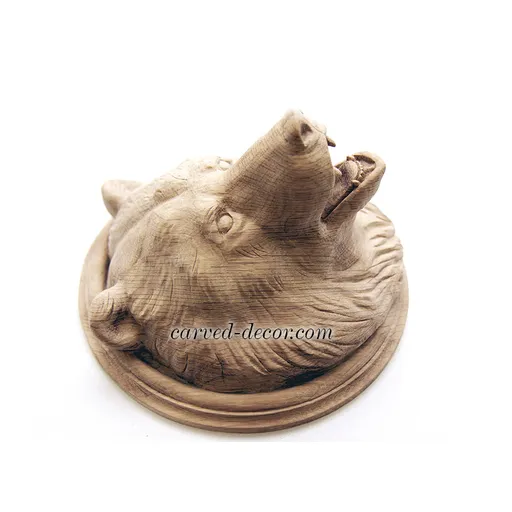 Carved bear head trim from beech - 3
