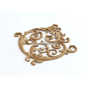 corner architectural floral acanthus scrolls wood onlay applique baroque style