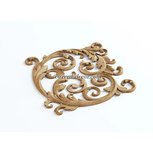 corner architectural floral acanthus scrolls wood onlay applique baroque style