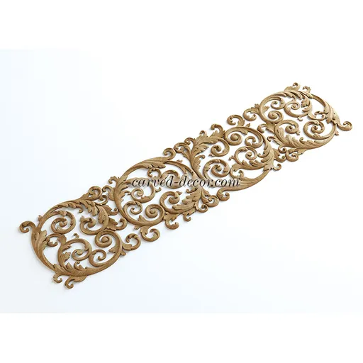 corner architectural floral acanthus scrolls wood onlay applique baroque style