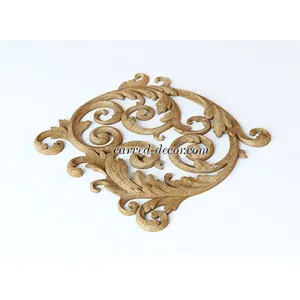 corner architectural floral acanthus scrolls wood onlay applique baroque style
