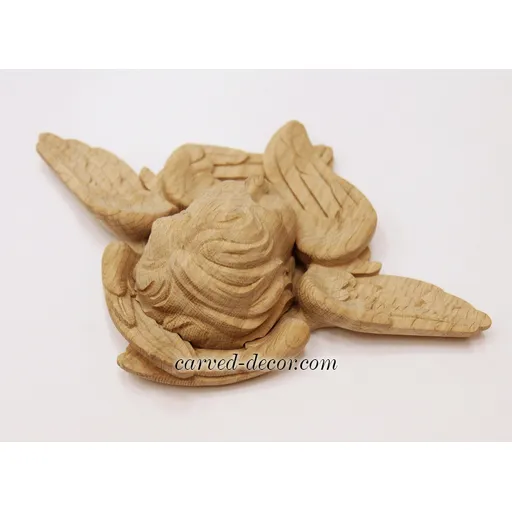 M-016 Carved applique of a winged cherub wall decor - 3