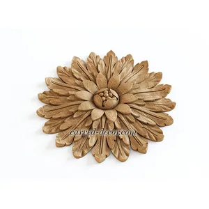 large round decorative flower wood rosette appliques baroque style