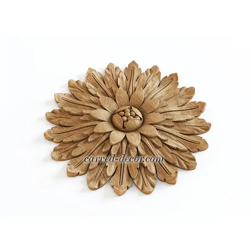 large round decorative flower wood rosette appliques baroque style