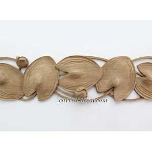 Pierced openwork moulding with lilies solid wood