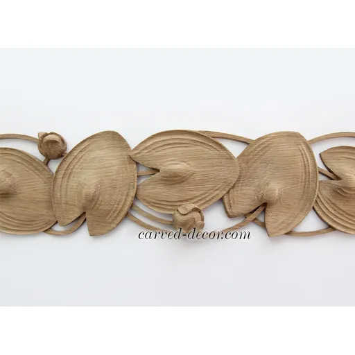 Pierced openwork moulding with lilies solid wood