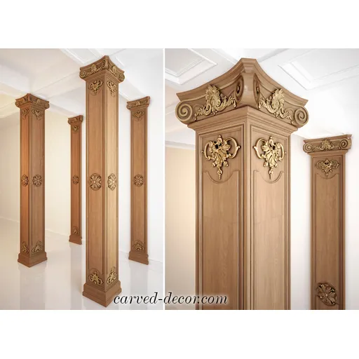 KL-033 Pilaster Capital Corinthian with shell and volutes beech