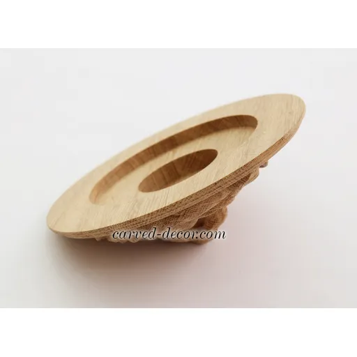 M-002 Carved lion head beech applique round wall decor - 2