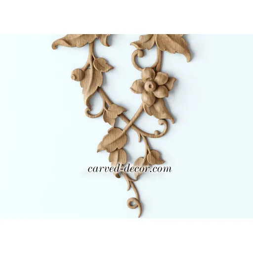 N-475 large vertical artistic rose wood onlay applique gothic style