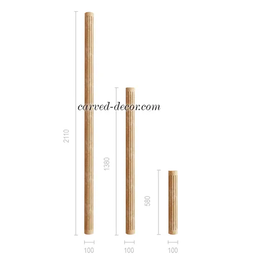 Carved half round pilaster oak