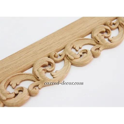 Acanthus scroll pierced moulding from natural wood
