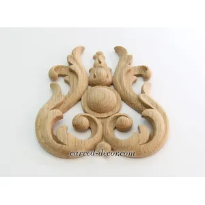 N-064 small ornate flower wood carving applique baroque style