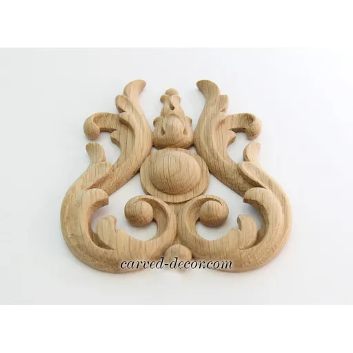 N-064 small ornate flower wood carving applique baroque style
