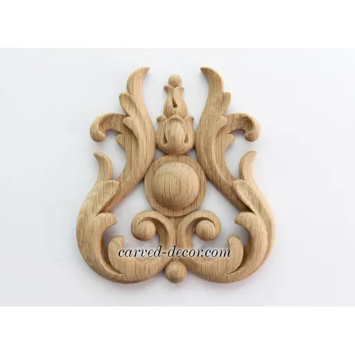 N-064 small ornate flower wood carving applique baroque style