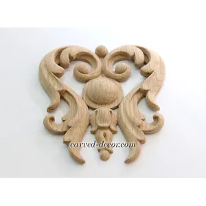 N-064 small ornate flower wood carving applique baroque style