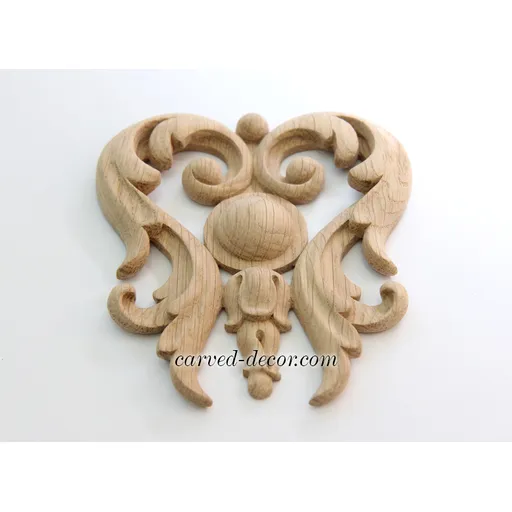 N-064 small ornate flower wood carving applique baroque style