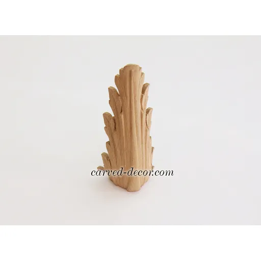 N-169.1 vertical hand carved acanthus wood applique