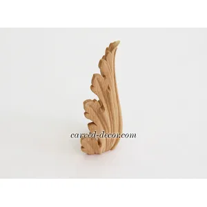 N-169.1 classical vertical hand carved acanthus wood applique