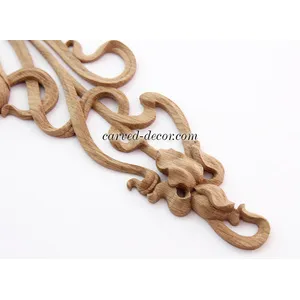 Long Art Nouveau Pediment with Iris from solid wood - 2