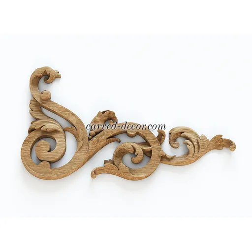 Scroll Wood Corner Applique, left