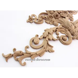 horizontal decorative flowers basket wood carving applique baroque style